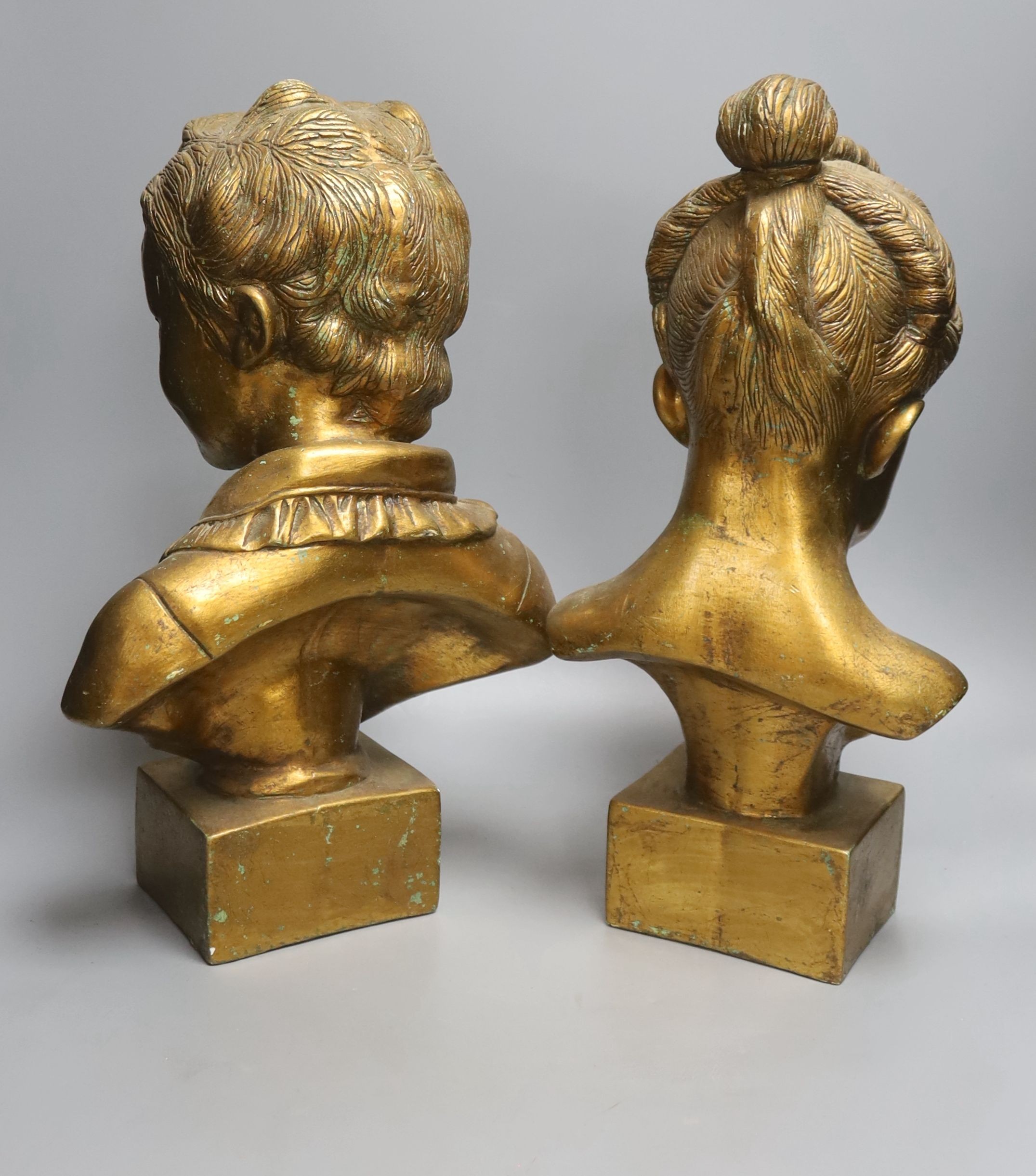2 gilt plaster busts